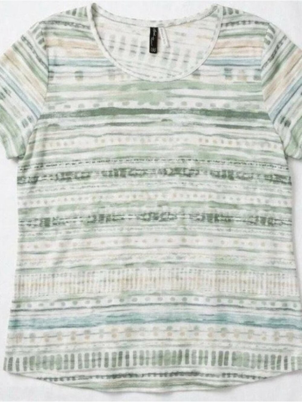 Green and white striped short sleeve top Size XL #striped #summer